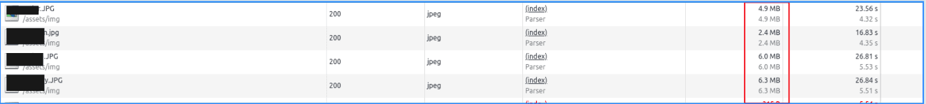 unoptimized images in network tab